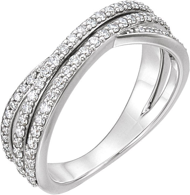 Platinum Round Natural Diamond Criss-Cross Ring III