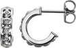 14K Gold Round Natural Diamond Bezel-Set Hoop Earrings - White Gold