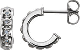 14K Gold Round Natural Diamond Bezel-Set Hoop Earrings - White Gold