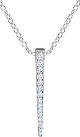 14K Gold Round Natural Diamond Graduated Bar Necklace - White Gold
