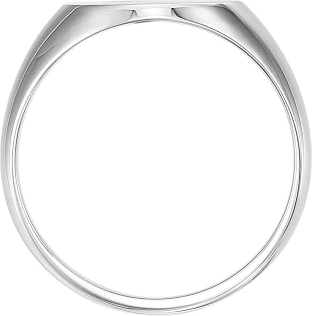 Platinum Round Natural Diamond Oval Signet Ring – 1.5mm Stones - view 2