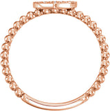 14K Gold Round Natural Diamond Cluster Heart Ring - Rose Gold - view 2