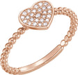 14K Gold Round Natural Diamond Cluster Heart Ring - Rose Gold