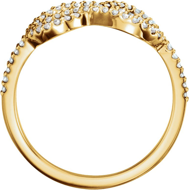 14K Gold Round Natural Diamond Knot Ring - Yellow Gold - view 2