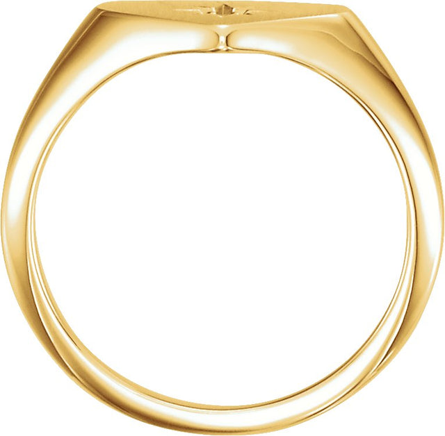14K Gold Round Natural Diamond Heart Starburst Signet Ring - view 2