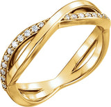 14K Gold Round Natural Diamond Infinity-Inspired Ring - Yellow Gold