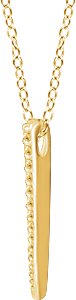 14K Gold Round Natural Diamond Graduated Bar Necklace - Yellow Gold - view 2