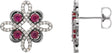 Platinum Round Natural Ruby Clover Earrings