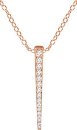 14K Gold Round Natural Diamond Graduated Bar Necklace - Rose Gold