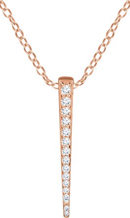 14K Gold Round Natural Diamond Graduated Bar Necklace - Rose Gold