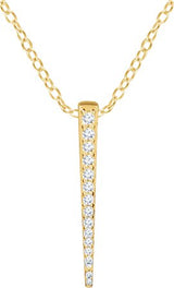 14K Gold Round Natural Diamond Graduated Bar Necklace - Yellow Gold