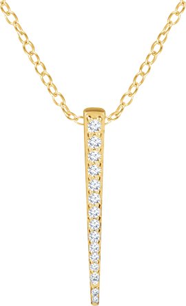 14K Gold Round Natural Diamond Graduated Bar Necklace - Yellow Gold