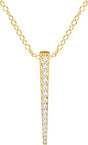 14K Gold Round Natural Diamond Graduated Bar Necklace - Yellow Gold