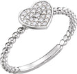Platinum Round Natural Diamond Cluster Heart Ring