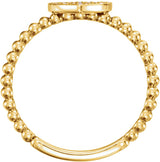 14K Gold Round Natural Diamond Cluster Heart Ring - Yellow Gold - view 2