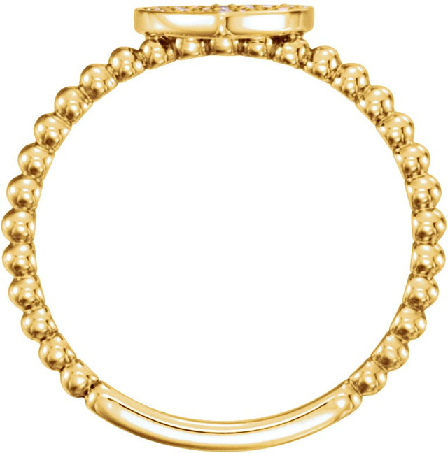 14K Gold Round Natural Diamond Cluster Heart Ring - Yellow Gold - view 2
