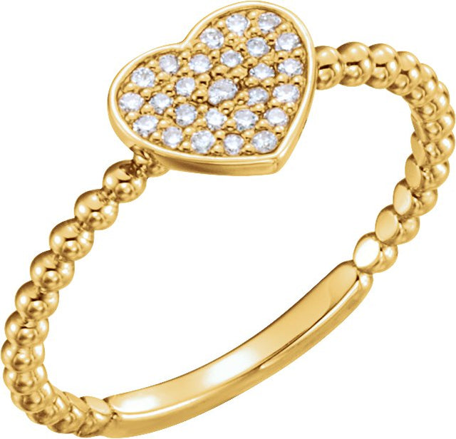 14K Gold Round Natural Diamond Cluster Heart Ring - Yellow Gold