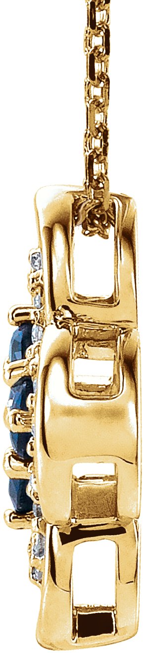 14K Gold Round Natural Blue Sapphire Clover Necklace or Pendant – 1/10 CTW - Yellow Gold - view 2