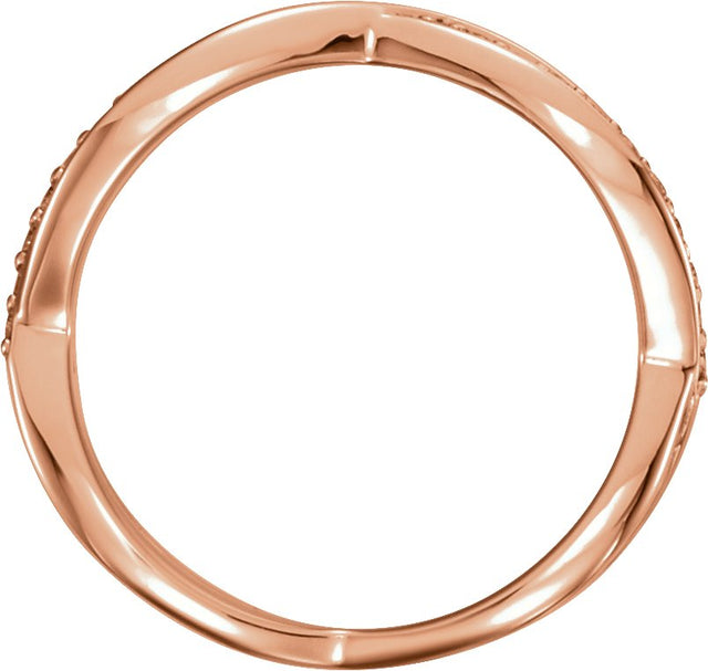 14K Gold Round Natural Diamond Infinity-Inspired Ring - Rose Gold - view 2