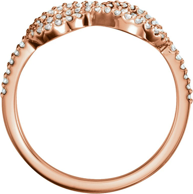 14K Gold Round Natural Diamond Knot Ring - Rose Gold - view 2