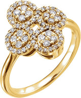 Platinum Round Natural Diamond Clover Ring – 1.5mm Stones - view 4