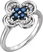 Platinum Round Natural Blue Sapphire Clover Ring