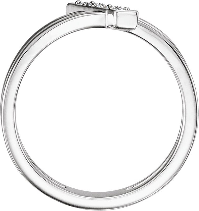 14K Gold Round Natural Diamond Bar Ring - White Gold - view 2
