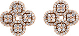 14K Gold Round Natural Diamond Clover Earrings - Rose Gold - view 2