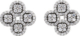 Platinum Round Natural Diamond Clover Earrings - view 2