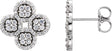 Platinum Round Natural Diamond Clover Earrings