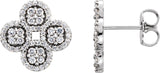 Platinum Round Natural Diamond Clover Earrings