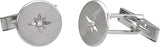14K Gold Round Natural Diamond Star Cuff Links - White Gold - view 4