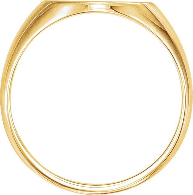 14K Gold Round Natural Diamond Oval Signet Ring – 1.5mm Stones - Yellow Gold - view 2