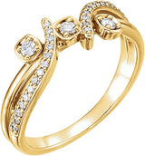 14K Gold Round Natural Diamond Bypass Ring – 2mm Stones - Rose Gold - view 4