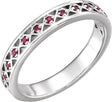 14K Gold Round Natural Ruby Stackable Ring - White Gold