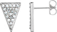 Platinum Round Natural Diamond Triangle Earrings – 1.3mm Stones
