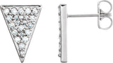 Platinum Round Natural Diamond Triangle Earrings – 1.3mm Stones