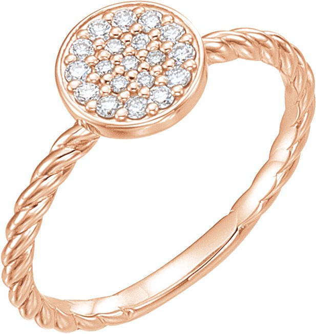 14K Gold Round Natural Diamond Cluster Ring III - Rose Gold