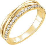 14K Gold Round Natural Diamond Criss-Cross Ring IV - Yellow Gold