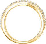 14K Gold Round Natural Diamond Criss-Cross Ring III - Yellow Gold - view 2