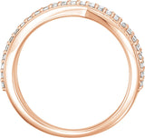 14K Gold Round Natural Diamond Criss-Cross Ring III - Rose Gold - view 2
