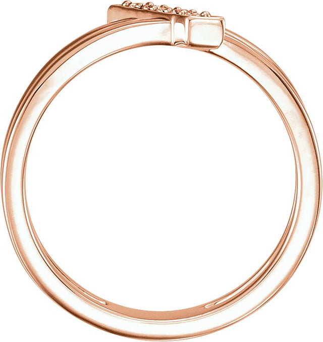 14K Gold Round Natural Diamond Bar Ring - Rose Gold - view 2