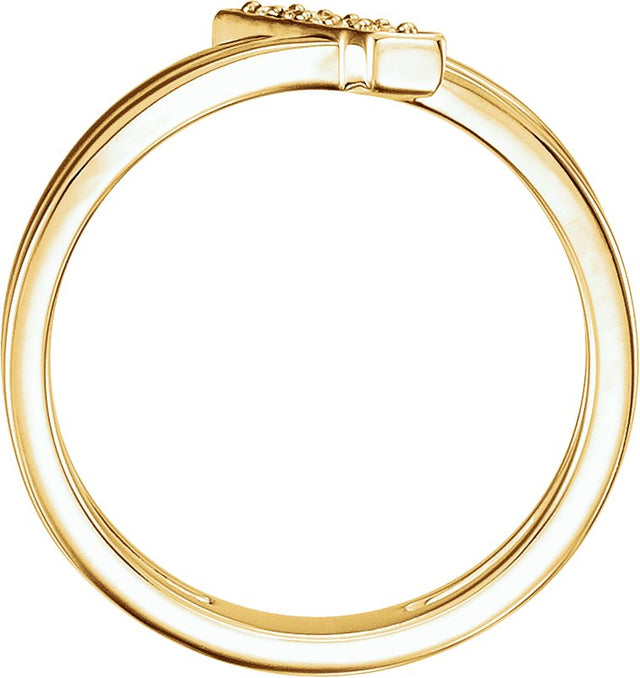 14K Gold Round Natural Diamond Bar Ring - Yellow Gold - view 2