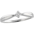 14K Gold Round Natural Diamond Reverse Tapered Grooved Solitaire Ring - White Gold