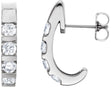 Platinum Round Natural Diamond Channel-Set J-Hoop Earrings