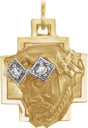14K Gold Round Natural Diamond Face of Jesus Pendant (Ecce Homo)