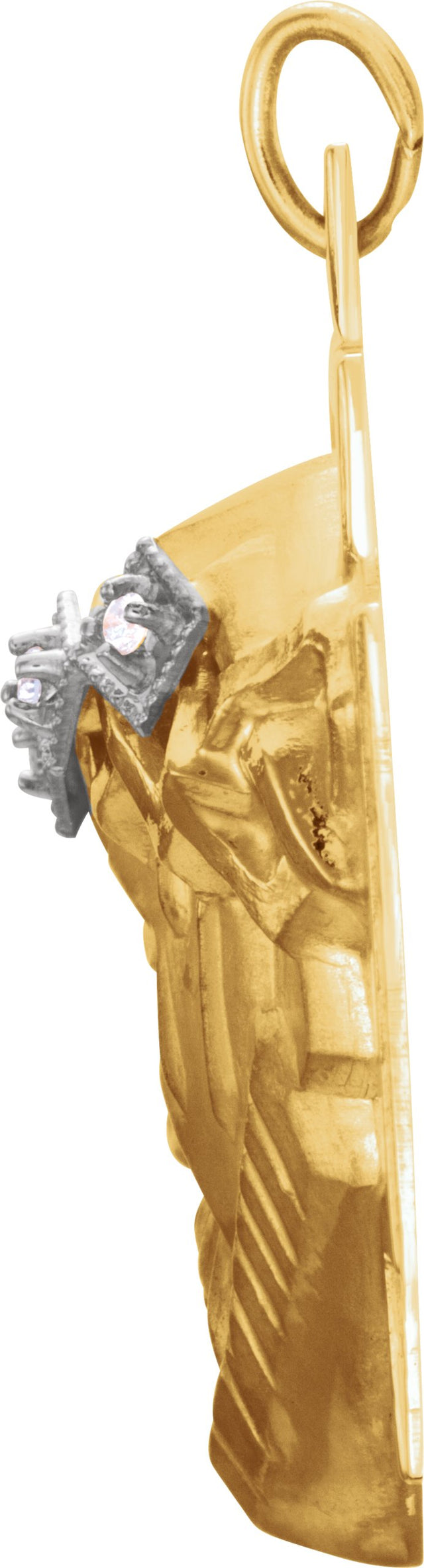 14K Gold Round Natural Diamond Face of Jesus Pendant (Ecce Homo) - view 2