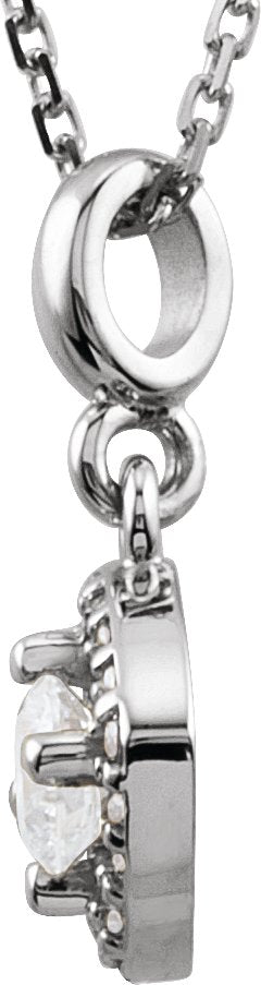 14K Gold Round Natural Diamond Halo-Style Necklace or Pendant – up to 1/3 CTW - White Gold - view 2