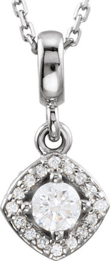 14K Gold Round Natural Diamond Halo-Style Necklace or Pendant – up to 1/3 CTW - White Gold
