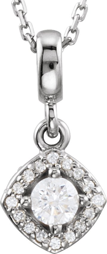14K Gold Round Natural Diamond Halo-Style Necklace or Pendant – up to 1/3 CTW - White Gold